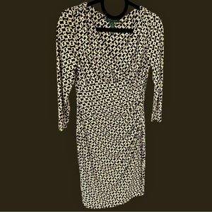 Lauren Ralph Lauren Black and Cream Patterned Dress